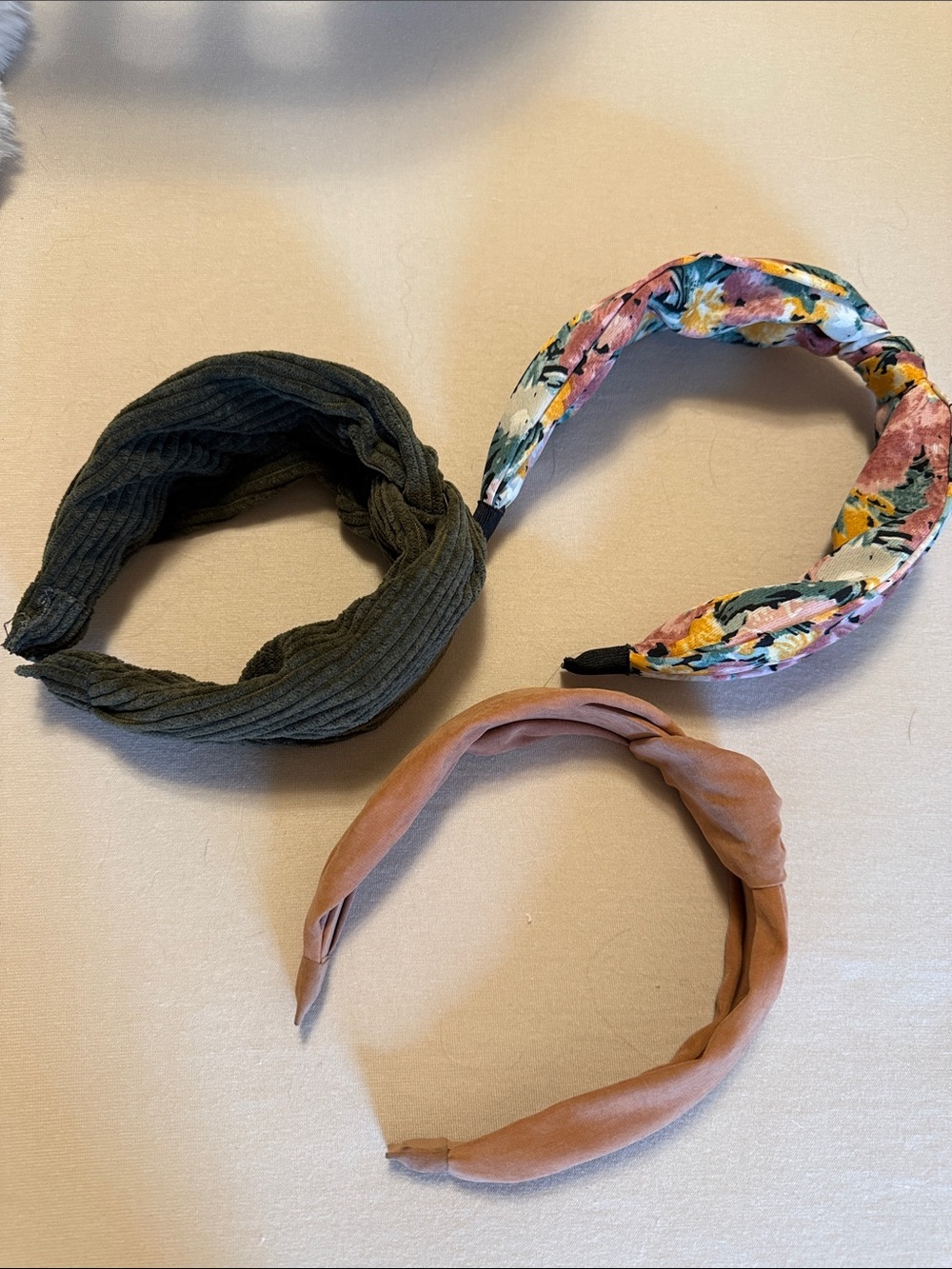 Three-Piece Women’s Knotted Headband Set - Olive, Blush, Floral